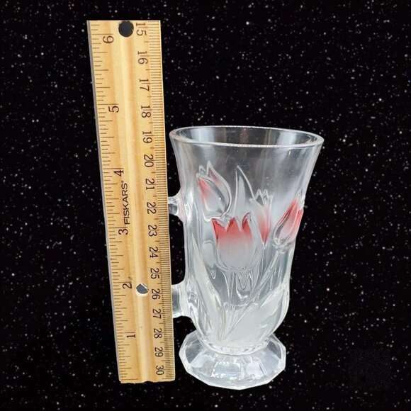 Japanese Mug Set With Pajbted Flowers Glass Cups Coffee Mugs Set 4 Pcs 4.5”T - Picture 7 of 9